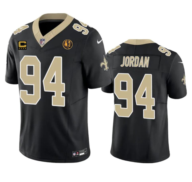 Men's New Orleans Saints #94 Cameron Jordan Black 2023 F.U.S.E. With 4-star C Patch And John Madden Patch Vapor Limited Football Stitched Jersey